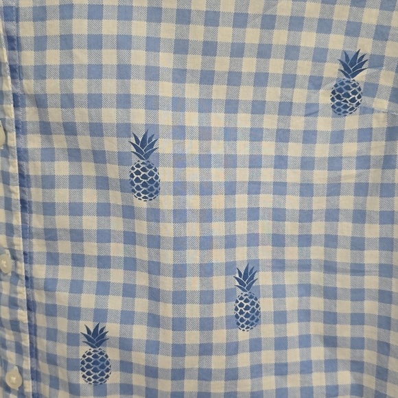 Crown & Ivy Light Blue Gingham Womens XL Button-Up Shirt Pineapple - Picture 4 of 7